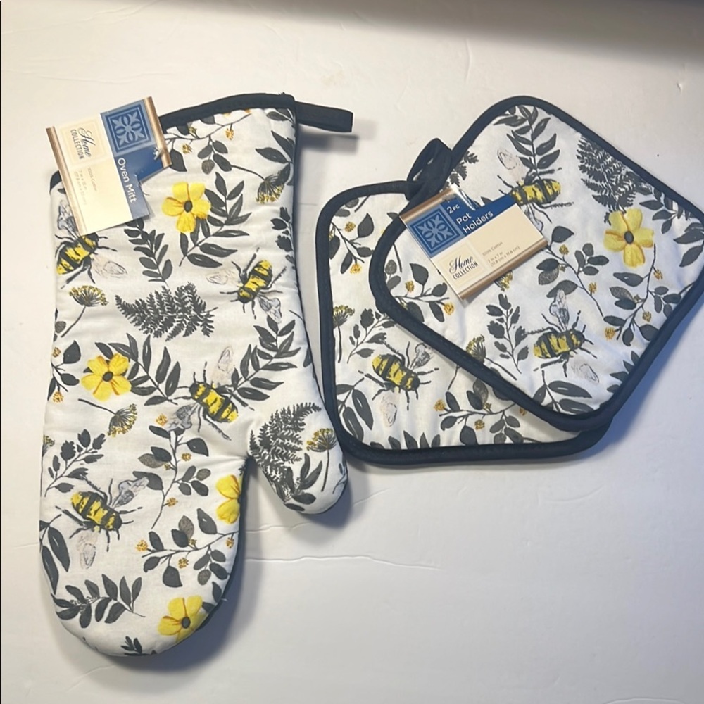 Floral Bee ๐ Oven Mitt and Pot Holder Set - Picture 2 of 16
